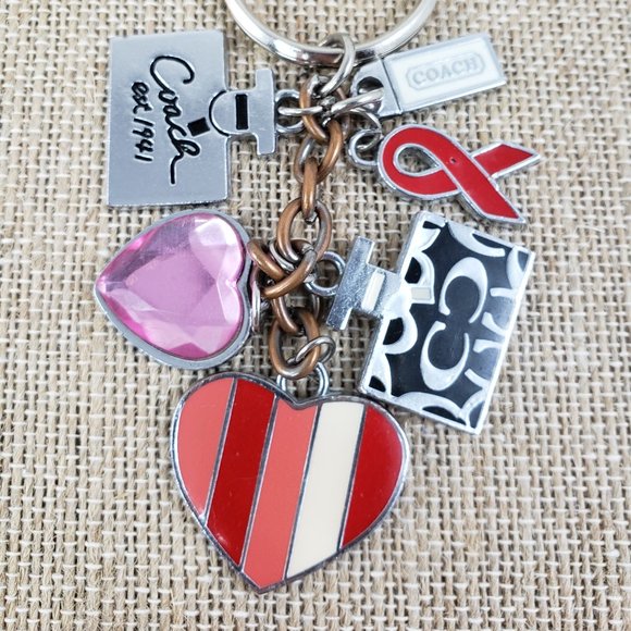 Coach Red Ribbon Heart Keychain - Picture 2 of 3